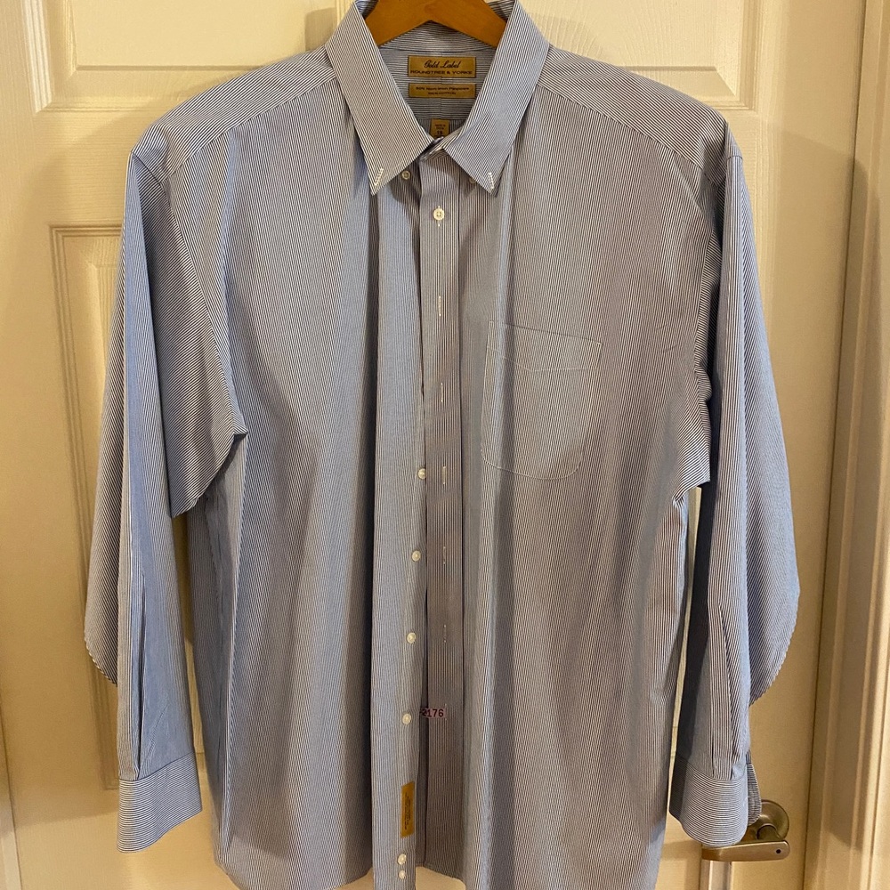 Size 19 - 37 Tall - ROUNDTREE and Yorke GOLD LABEL -NonIron Pinpoint Stripe NWOT